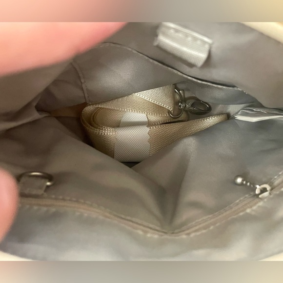 Baggallini Mini Carryall Tote | Light Beige Faux Shearling - Picture 3 of 4